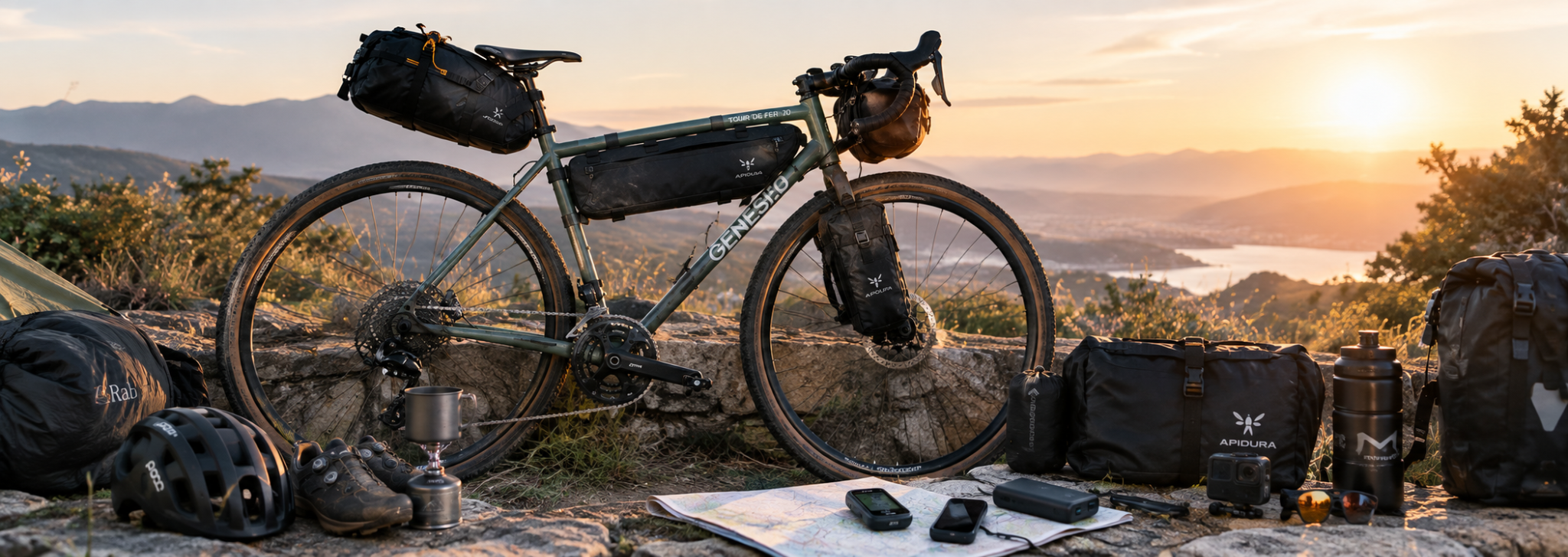 Vélo Genesis Tour de Fer 20 et matériel de voyage à vélo